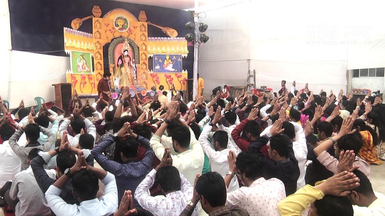 "Celebration of Saraswati Puja in Chittagong"
